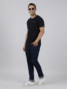 Crocodile Men's Casual Slim Fit Solid Mid Blue Denim