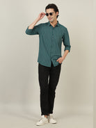 Crocodile Men Stripe Green Shirt