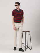 Crocodile Casual Trousers Slim Fit Solid Beige for Men