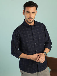 Navy Checked Full Sleeve Shirt
