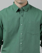 Casual Full Sleeve Comfort Fit Printed Shirt Green with Collar for Men