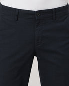 Casual Trousers Slim Fit Solid Navy for Men