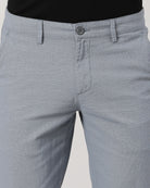 Casual Trousers Slim Fit Solid Blue for Men