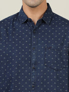 Crocodile Men Indigo AOP Casual Shirt