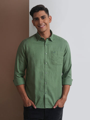 100% Cotton Textured Shirt Green
