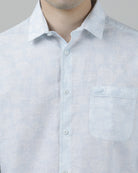 Casual Full Sleeve Slim Fit Printed Shirt Sky Blue for Men