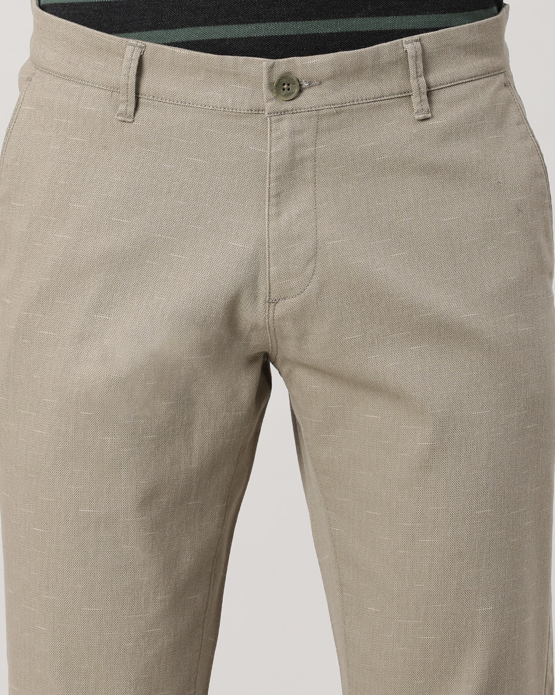 Casual Trim Fit Printed Beige Trousers for Men