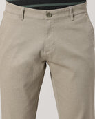 Casual Trim Fit Printed Beige Trousers for Men