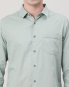 Casual Full Sleeve Comfort Fit Textured Plain Shirt Pale Aqua with Collar