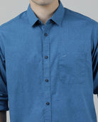 Casual Royal Blue Full Sleeve Comfort Fit Printed Shirt with Collar for Men