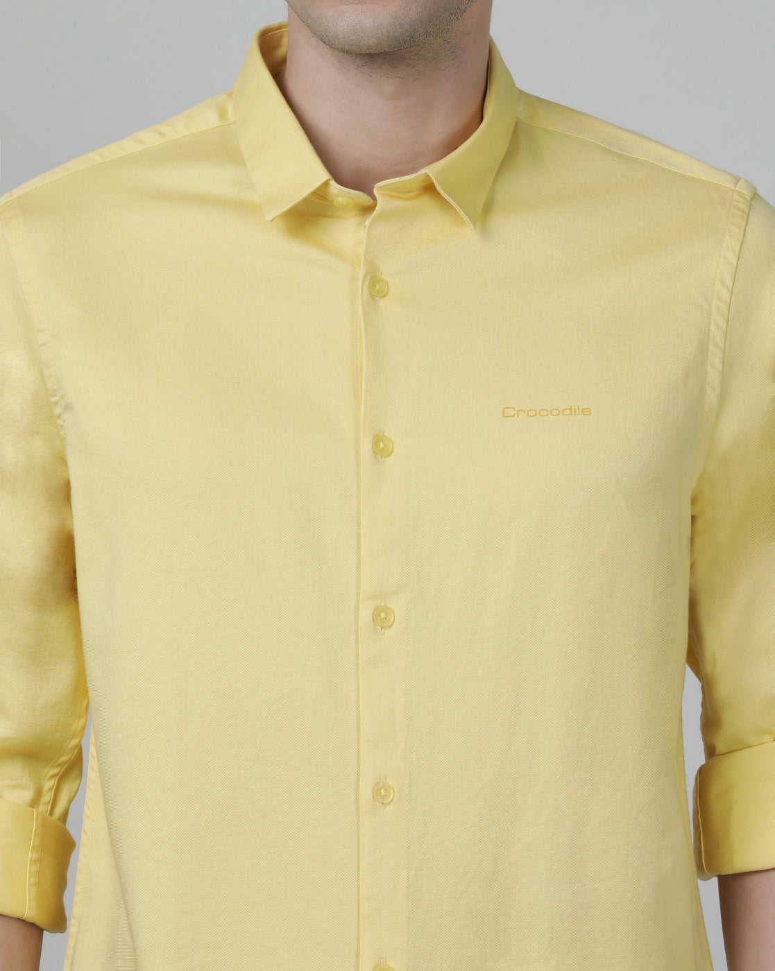 Casual Solid Slim Fit Full Sleeve Butterscotch Shirt with Collar