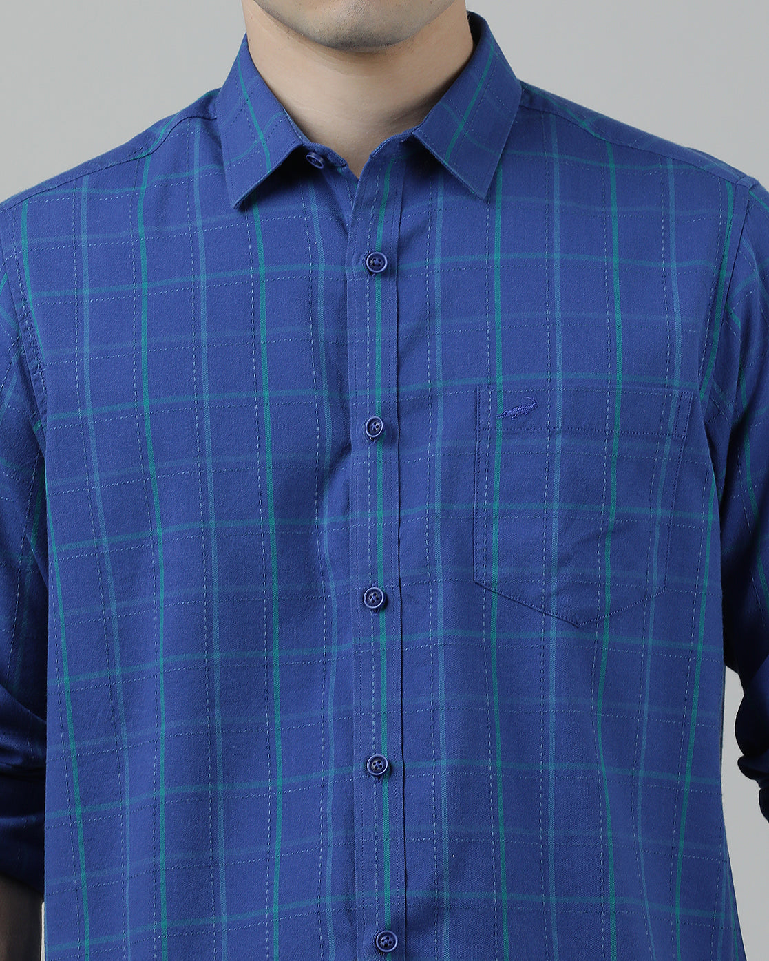 Casual Full Sleeve Comfort Fit Checks Shirt Royal Blue for Men