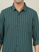 Crocodile Men Stripe Green Shirt