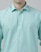 Casual Full Sleeve Slim Fit Printed Shirt Green with Collar for Men