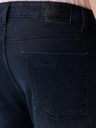 Close-up of blue fabric with texture detail