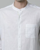 Casual Solid Comfort Fit Full Sleeve Off White Shirt with Collar