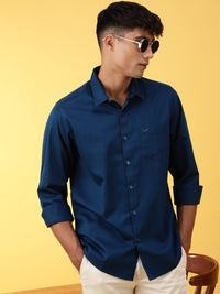 Royal Blue Solid Full Sleeve 100% Cotton Casual Shirt