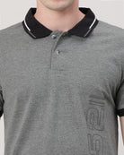 Casual T-Shirt Half Sleeve Slim Fit Solid Printed with Collar Dark Grey for Men