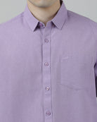 Casual Full Sleeve Comfort Fit Printed Shirt Purple with Collar for Men