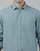 Casual Full Sleeve Slim Fit Solid Shirt Blue for Men