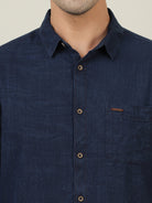 Crocodile Men Indigo Casual Cotton Shirt