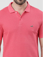 Red Half Sleeve Jacquard Polo Slim Fit T-Shirt