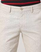 Casual Trousers Slim Fit Solid Beige for Men