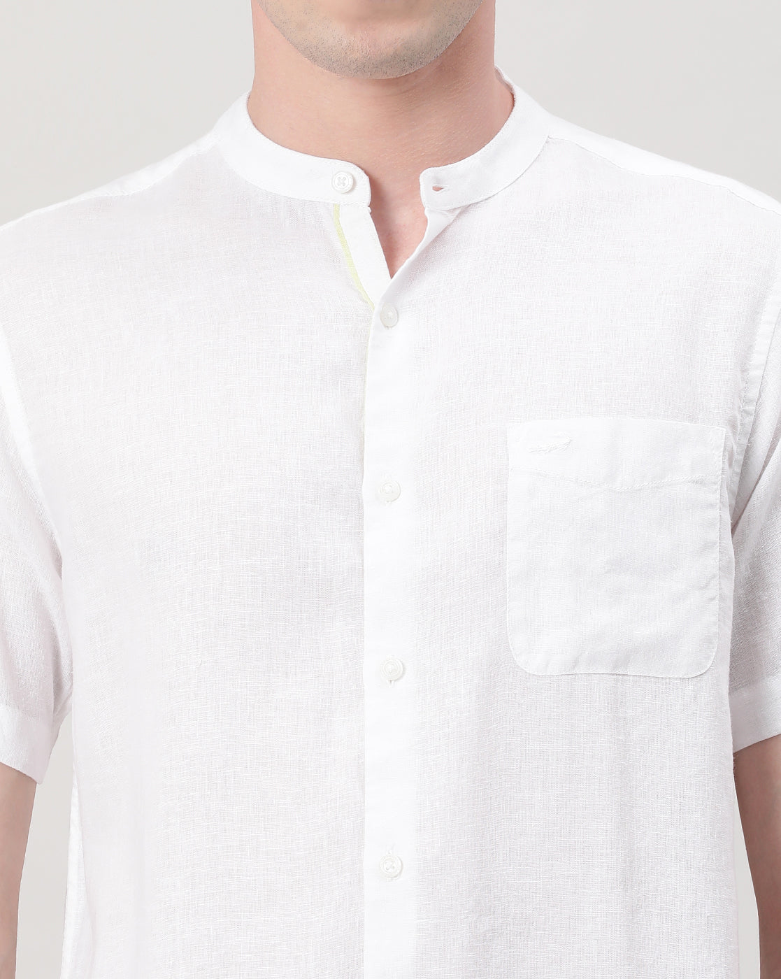 Casual White Half Sleeve Comfort Fit Solid Shirt with Collar for Men