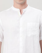 Casual White Half Sleeve Comfort Fit Solid Shirt with Collar for Men