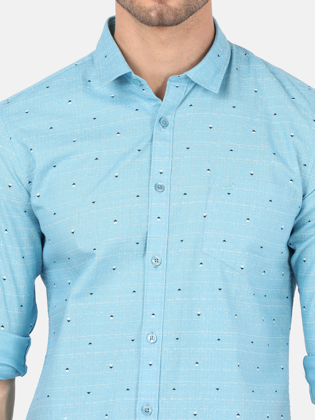 Close-up of blue fabric with texture detail