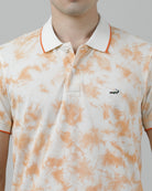 Casual Orange T-Shirt Tie and Dye Half Sleeve Slim Fit with Collar for Men