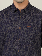 Crocodile Men Navy Cotton Shirt