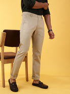 BEIGE TEXTURED FABRIC TROUSER