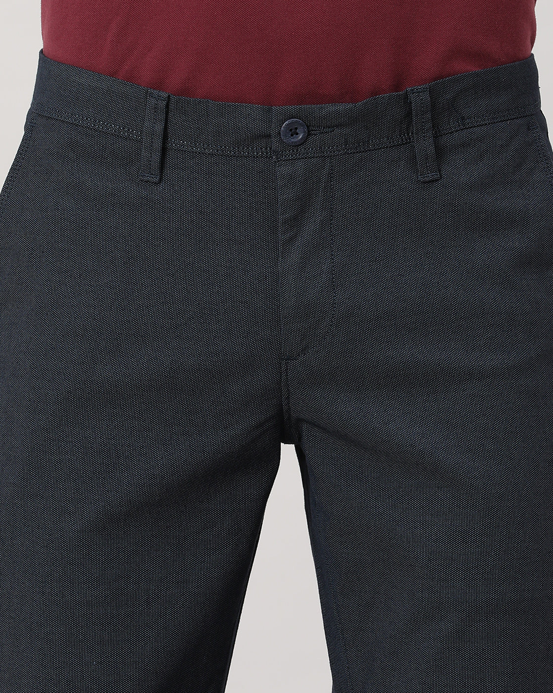 Casual Trousers Slim Fit Solid Navy for Men