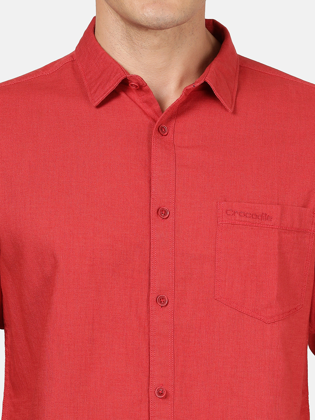 Close-up of red fabric with texture detail
