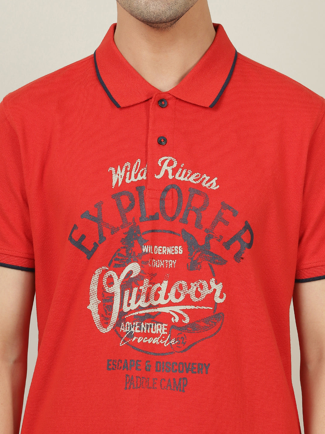 Crocodile Men Typography Casual T-Shirt