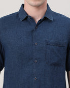 Casual Indigo Half Sleeve Comfort Fit Printed Shirt with Collar for Men