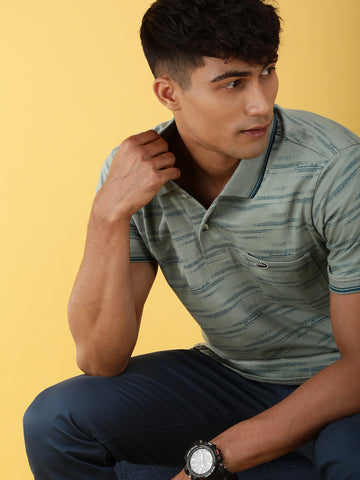 All Over Polo With Signature Print - Iceberg Green