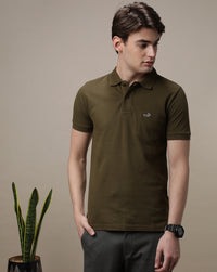 Solid Green Slim Fit Polo T-Shirt with Pocket