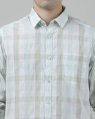 Casual Full Sleeve Comfort Fit Checks Shirt Green for Men