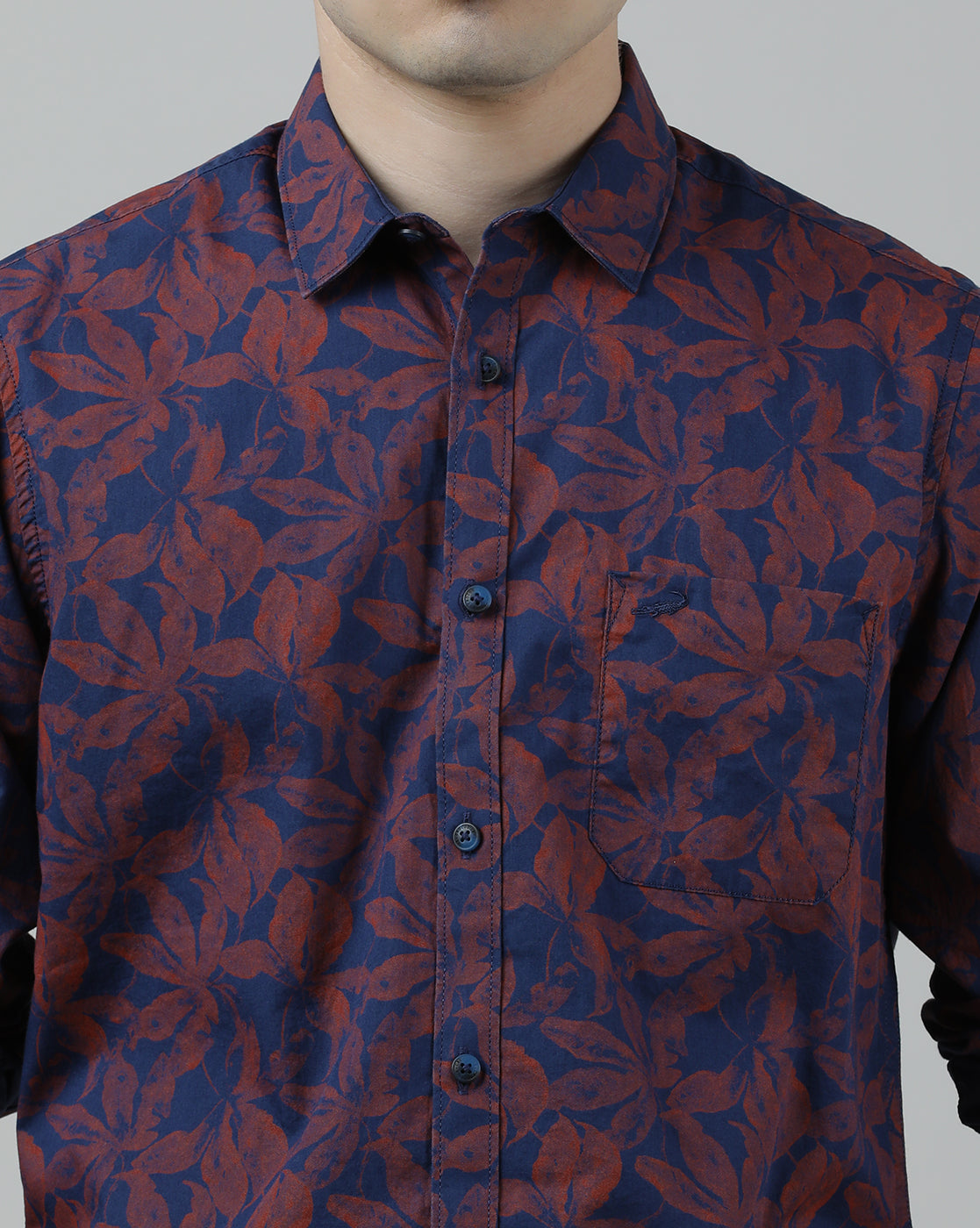 Casual Full Sleeve Slim Fit Printed Shirt Navy for Men