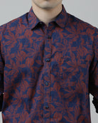 Casual Full Sleeve Slim Fit Printed Shirt Navy for Men