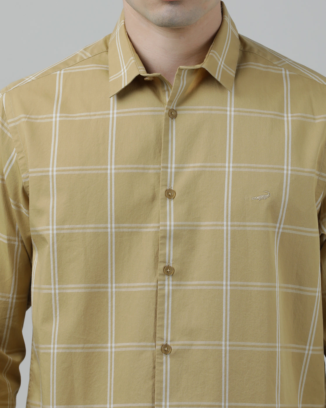 Casual Full Sleeve Comfort Fit Checked Shirt Masturd with Collar for Men