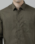 Casual Green Full Sleeve Comfort Fit Printed Shirt with Collar for Men