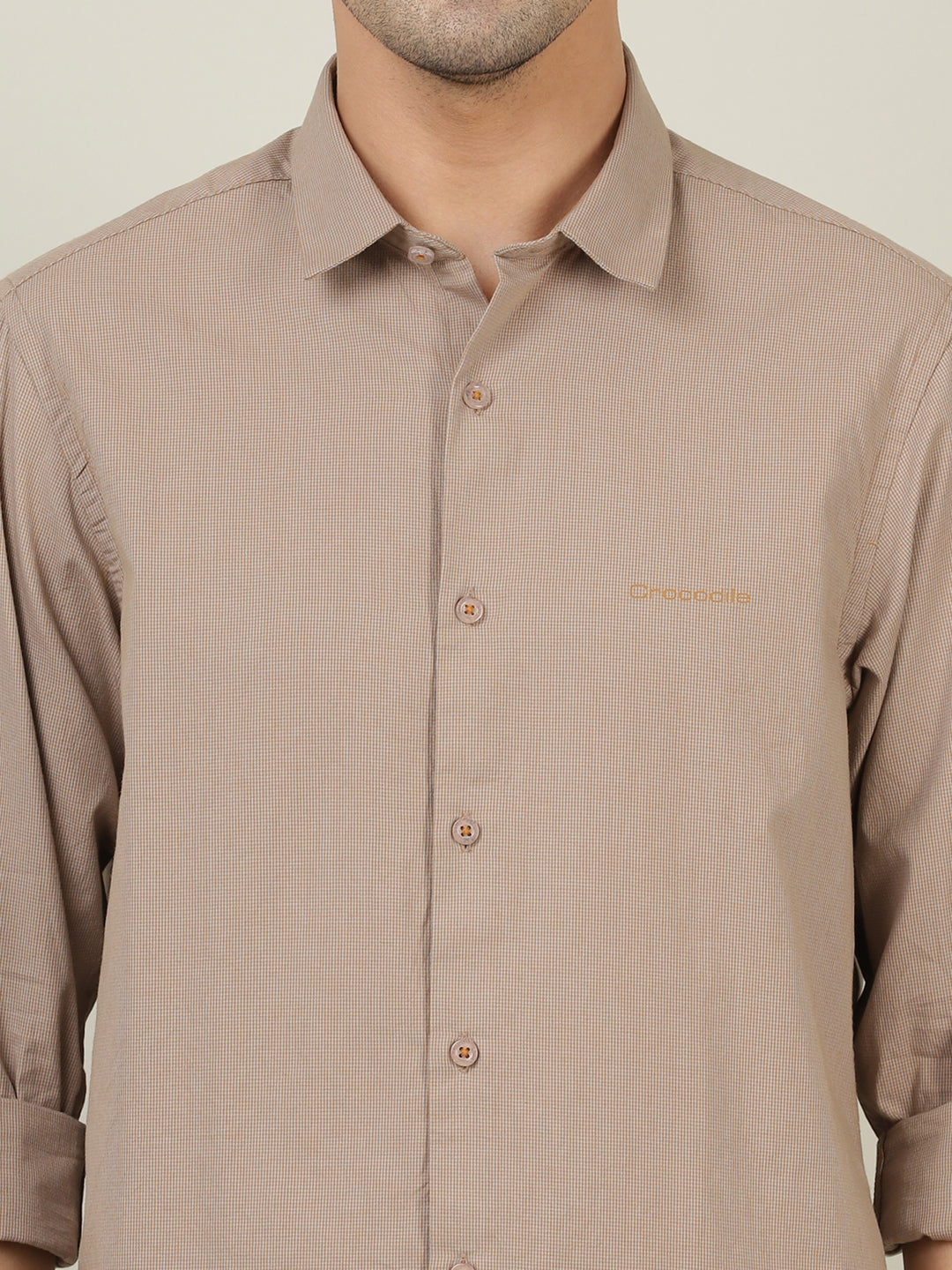 Crocodile Men Solid Cotton Shirt