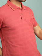 Crocodile Honey Comb Textured Stripe Polo T-Shirt