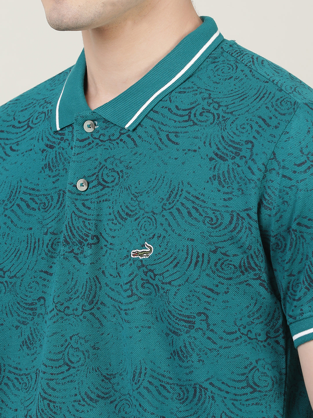 Crocodile Men Teal Casual T-Shirt