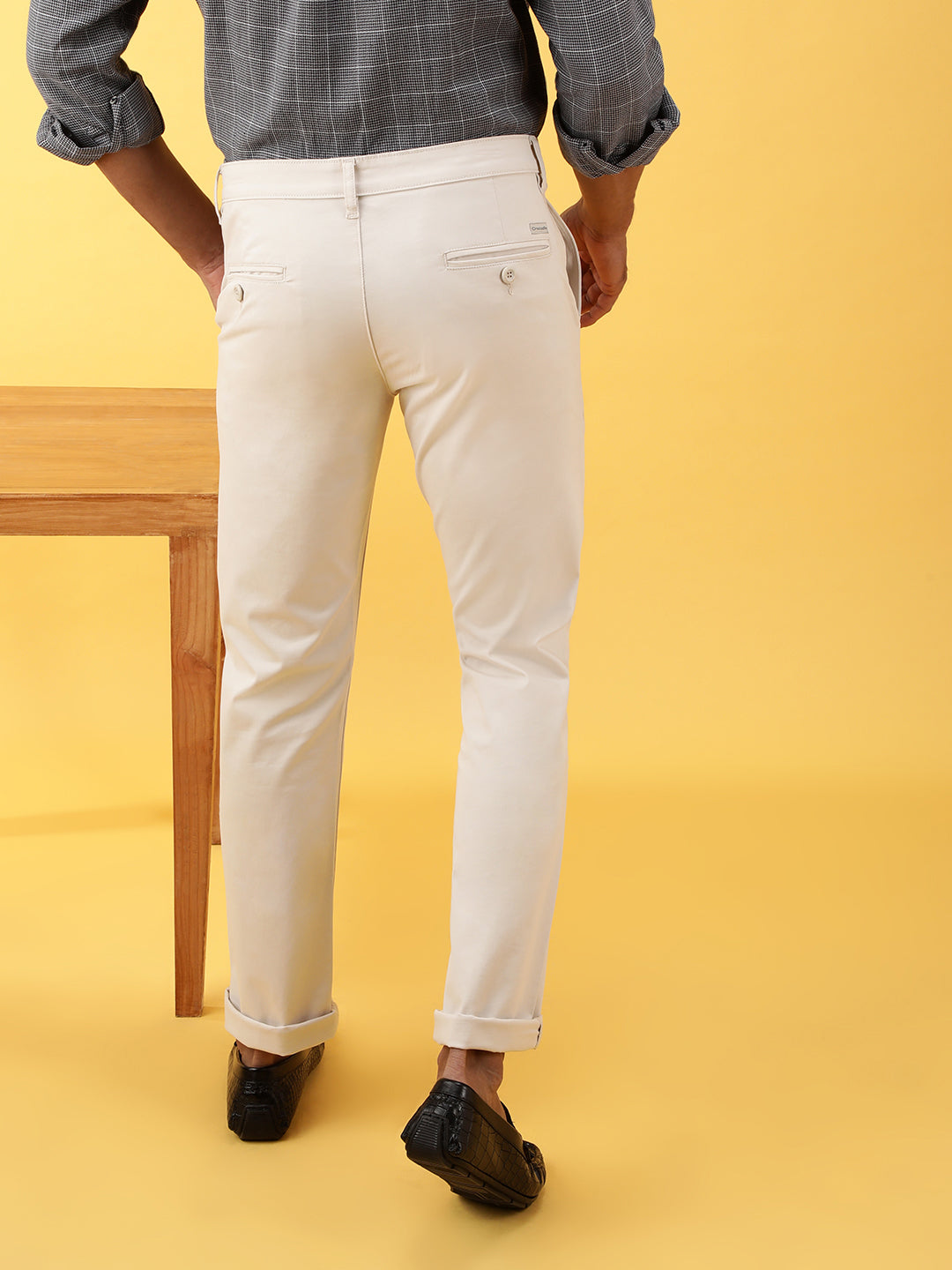 CLASSIC STRETCH LIGHT BEIGE CHINO WITH PEACHED FABRIC
