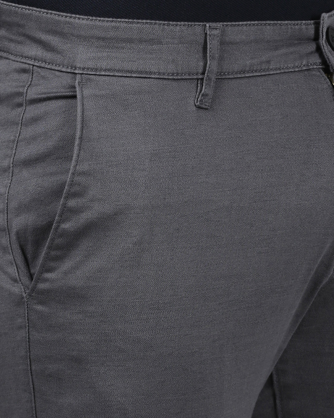Casual Slim Fit Printed Grey Trousers for Men