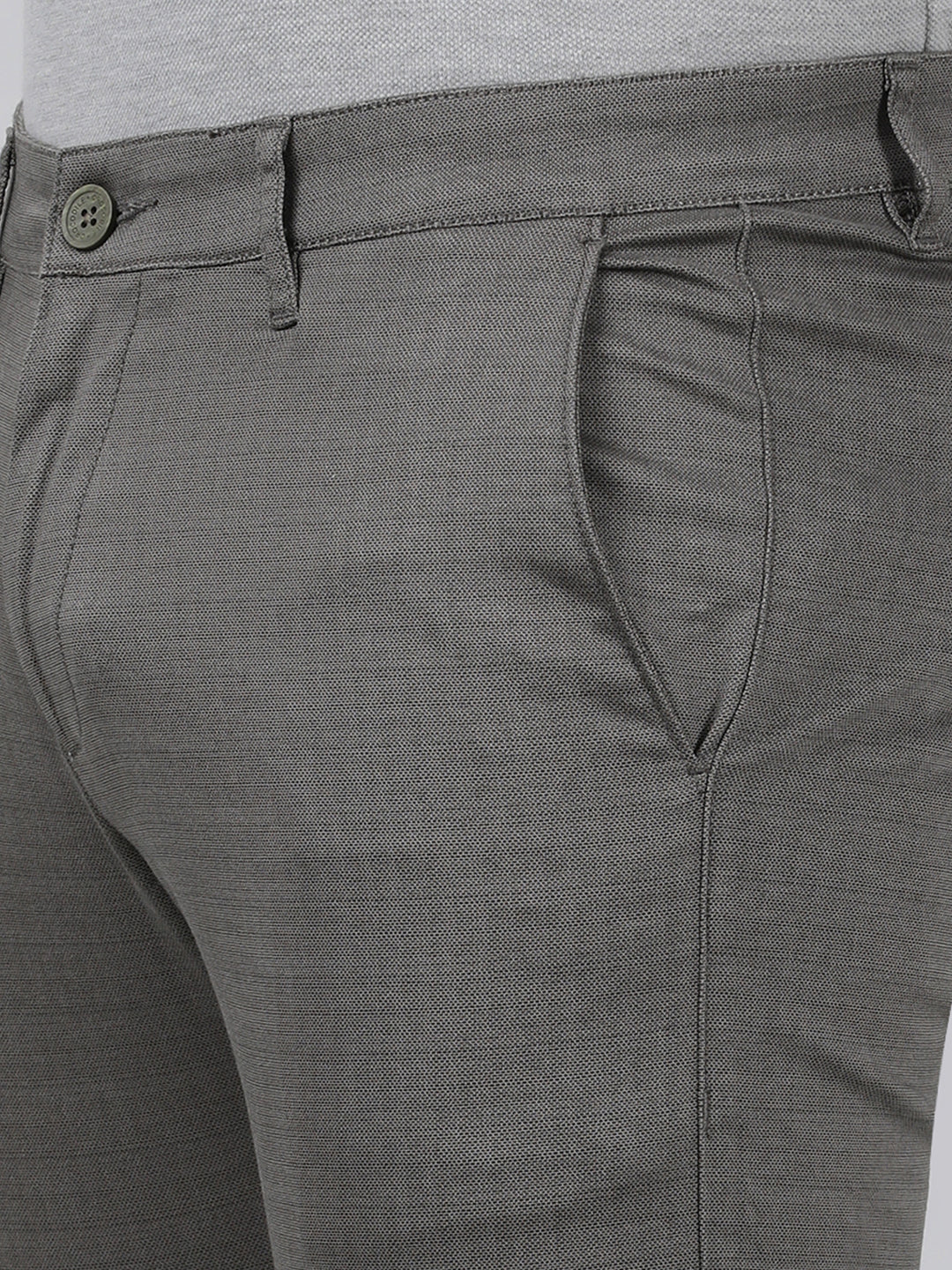 Casual Trim Fit Printed Grey Trousers for Men